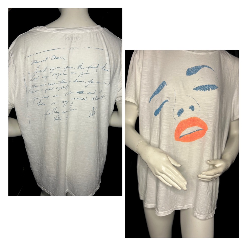 Guess Graphic Tee with Face Print & writing on back